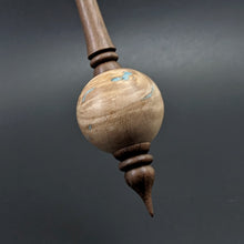 Load image into Gallery viewer, Bead spindle in maple burl and walnut with turquoise inlay