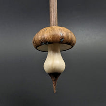 Load image into Gallery viewer, Mushroom support spindle in eucalyptus burl, holly, and walnut (<font color="red"<b>RESERVED</b></font> for Aileen)