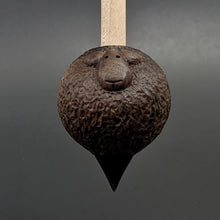 Load image into Gallery viewer, Sheep support spindle in walnut and curly maple