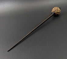 Load image into Gallery viewer, Dragon egg bead spindle in hopea burl and ebonized walnut