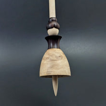 Load image into Gallery viewer, Tiny dancer spindle in maple burl, East Indian rosewood, and curly maple