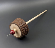 Load image into Gallery viewer, Toadstool stump drop spindle in walnut and curly maple (<font color="red"<b>RESERVED</b></font> for Monica)