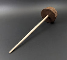 Load image into Gallery viewer, Toadstool stump drop spindle in walnut and curly maple (<font color="red"<b>RESERVED</b></font> for Monica)