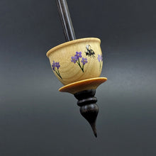 Load image into Gallery viewer, Teacup spindle in yellowheart and ebonized walnut