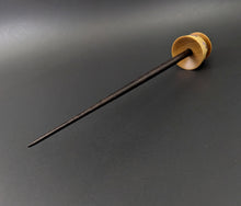 Load image into Gallery viewer, Teacup spindle in yellowheart and ebonized walnut