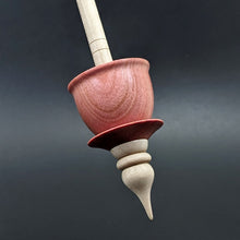 Load image into Gallery viewer, Teacup spindle in pink ivory and curly maple