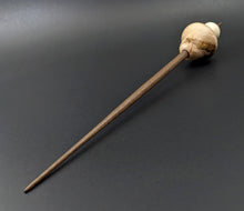 Load image into Gallery viewer, Mushroom support spindle in maple burl, holly, and walnut with malachite inlay