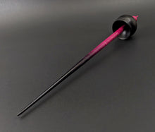Load image into Gallery viewer, Cauldron spindle in African blackwood and hand dyed curly maple