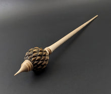 Load image into Gallery viewer, Dragon egg bead spindle in hopea burl and curly maple