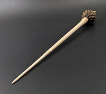 Load image into Gallery viewer, Dragon egg bead spindle in hopea burl and curly maple