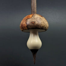 Load image into Gallery viewer, Mushroom support spindle in amboyna burl, holly, and walnut