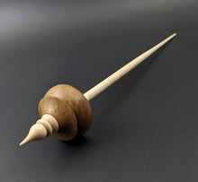 Load image into Gallery viewer, Tibetan style spindle in brown ebony burl and curly maple