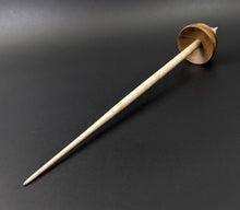 Load image into Gallery viewer, Tibetan style spindle in brown ebony burl and curly maple