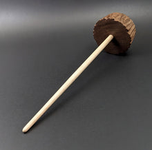 Load image into Gallery viewer, Toadstool stump drop spindle in walnut and curly maple