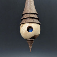 Load image into Gallery viewer, Birdhouse spindle in maple burl and walnut