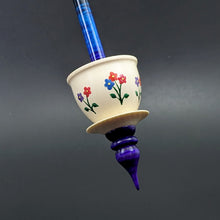 Load image into Gallery viewer, Teacup spindle in holly and hand dyed curly maple (<font color="red"<b>RESERVED</b></font> for Ann)
