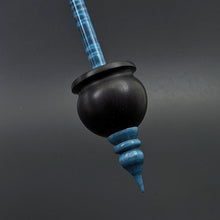 Load image into Gallery viewer, Cauldron spindle in African blackwood and hand dyed curly maple