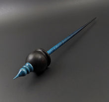 Load image into Gallery viewer, Cauldron spindle in African blackwood and hand dyed curly maple
