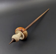 Load image into Gallery viewer, Mushroom support spindle in amboyna burl, holly, and walnut