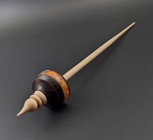 Load image into Gallery viewer, Tibetan style spindle in East Indian rosewood, amboyna burl, and curly maple