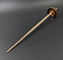 Load image into Gallery viewer, Tibetan style spindle in East Indian rosewood, amboyna burl, and curly maple