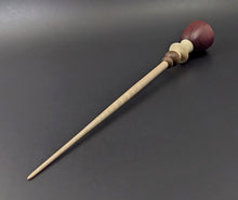 Load image into Gallery viewer, Tiny dancer spindle in purpleheart, holly, and curly maple