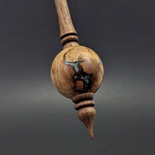 Load image into Gallery viewer, Bead spindle in maple burl and walnut with turquoise inlay