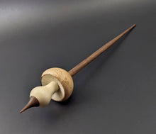 Load image into Gallery viewer, Mushroom support spindle in maple burl, holly, and walnut with malachite inlay (<font color="red"<b>RESERVED</b></font> for Beau)