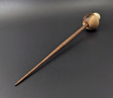 Load image into Gallery viewer, Mushroom support spindle in maple burl, holly, and walnut with malachite inlay (<font color="red"<b>RESERVED</b></font> for Beau)