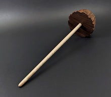 Load image into Gallery viewer, Toadstool stump drop spindle in walnut and curly maple