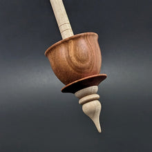 Load image into Gallery viewer, Teacup spindle in pink ivory and curly maple (<font color="red"<b>RESERVED</b></font> for MLSprague)