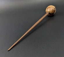Load image into Gallery viewer, Egg bead spindle in maple burl and walnut with turquoise inlay