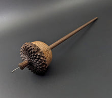 Load image into Gallery viewer, Acorn drop spindle in maple burl and walnut