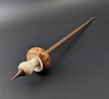Load image into Gallery viewer, Mushroom support spindle in amboyna burl, holly, and walnut (<font color="red"<b>RESERVED</b></font> for Stacy)