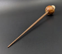 Load image into Gallery viewer, Mushroom support spindle in amboyna burl, holly, and walnut (<font color="red"<b>RESERVED</b></font> for Stacy)