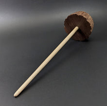 Load image into Gallery viewer, Toadstool stump drop spindle in walnut and curly maple
