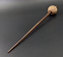 Load image into Gallery viewer, Bead spindle in maple burl and walnut with malachite inlay