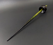 Load image into Gallery viewer, Cauldron spindle in African blackwood and hand dyed curly maple