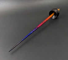 Load image into Gallery viewer, Cauldron spindle in African blackwood and hand dyed curly maple