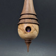 Load image into Gallery viewer, Birdhouse spindle in maple burl and walnut