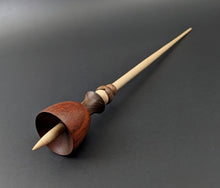 Load image into Gallery viewer, Tiny dancer spindle in Bolivian rosewood, padauk, and curly maple