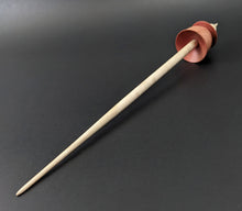 Load image into Gallery viewer, Teacup spindle in pink ivory and curly maple