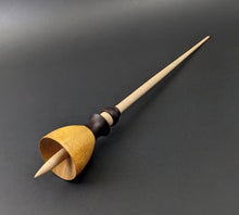 Load image into Gallery viewer, Tiny dancer spindle in osage orange, East Indian rosewood, and curly maple