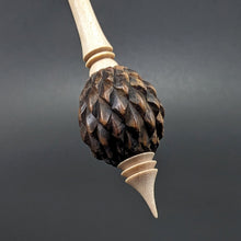 Load image into Gallery viewer, Dragon egg bead spindle in cocobolo and curly maple