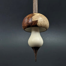 Load image into Gallery viewer, Mushroom support spindle in amboyna burl, holly, and walnut