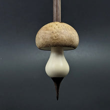Load image into Gallery viewer, Mushroom support spindle in amboyna burl, holly, and walnut