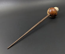 Load image into Gallery viewer, Mushroom support spindle in amboyna burl, holly, and walnut