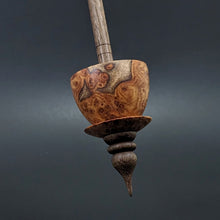 Load image into Gallery viewer, Teacup spindle in amboyna burl and walnut