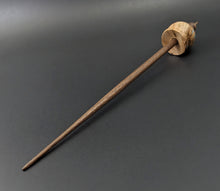 Load image into Gallery viewer, Cauldron spindle in maple burl and walnut with turquoise inlay