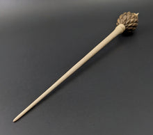 Load image into Gallery viewer, Dragon egg bead spindle in hopea burl and curly maple